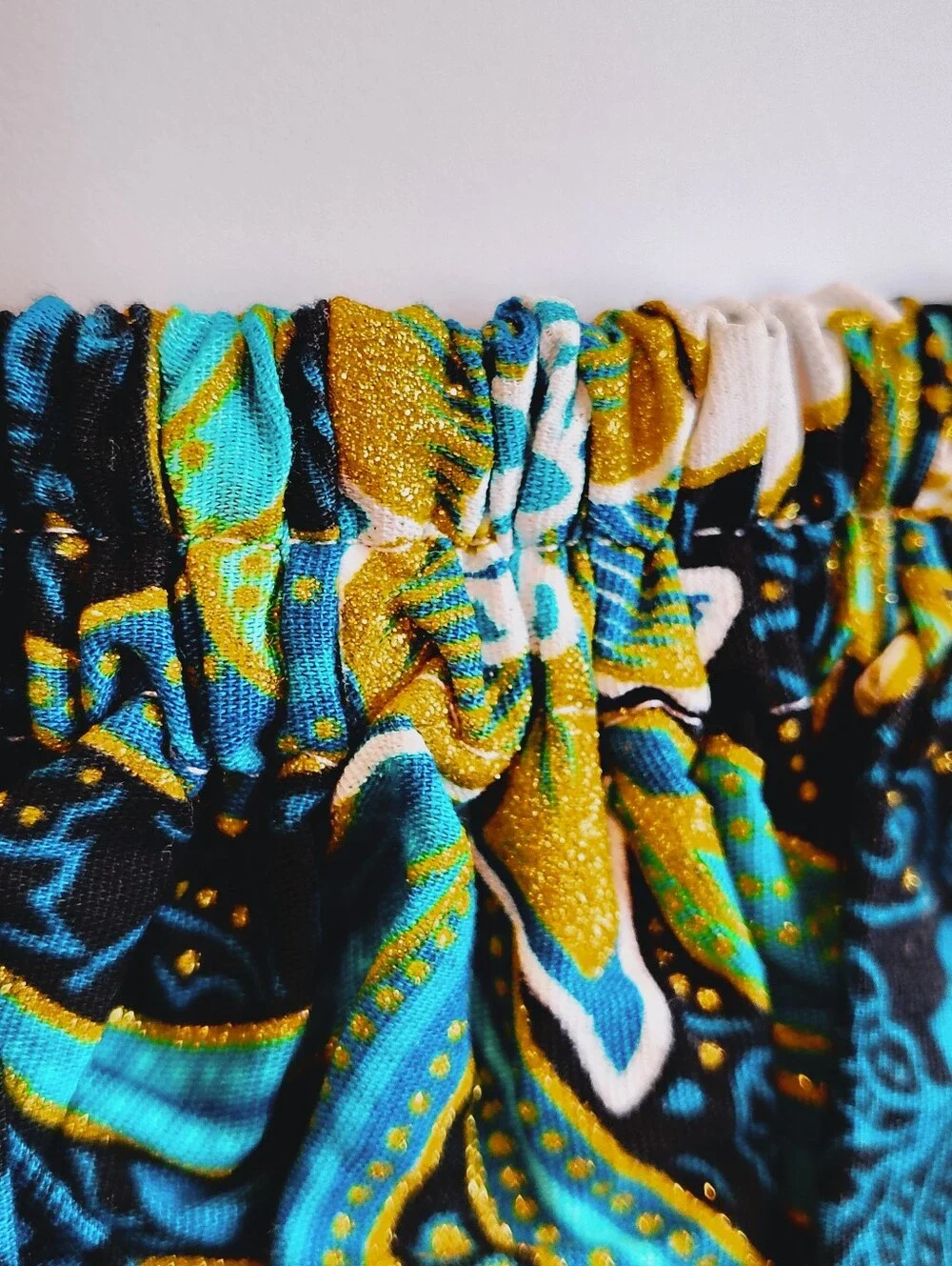 Floral & Gold Glitter Midi Skirt (Cambodian Print)